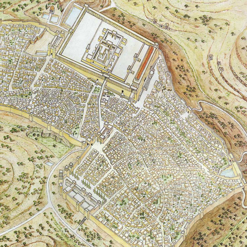 Общий вид Иерусалима в 30 году. Реконструкция Лин и Кэтлин Ритмейеров, 2015. 